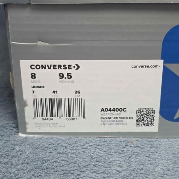 Converse Weapon Mid Black Cream Mens 8 or Womens 9.5 main image 7